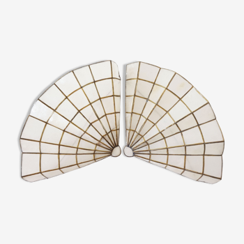 Pair of mother-of-pearl fan-shaped sconces