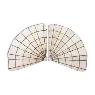 Pair of mother-of-pearl fan-shaped sconces