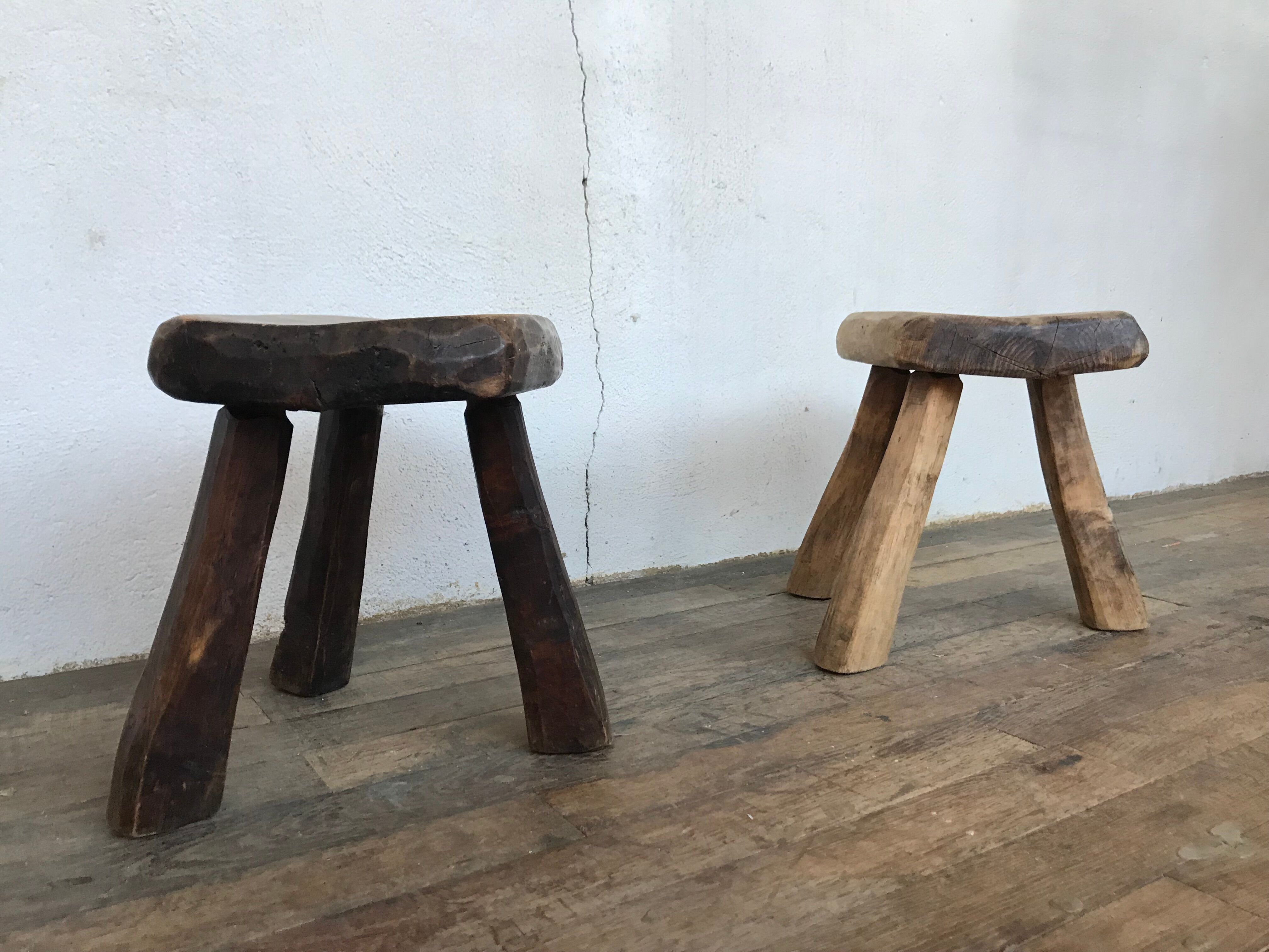 Pair of stools brutalist tripod gross desgin