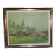 Huile sur toile campagne pastorale 1970