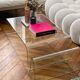 Vintage coffee table in curved corrugated tempered glass minimalist design