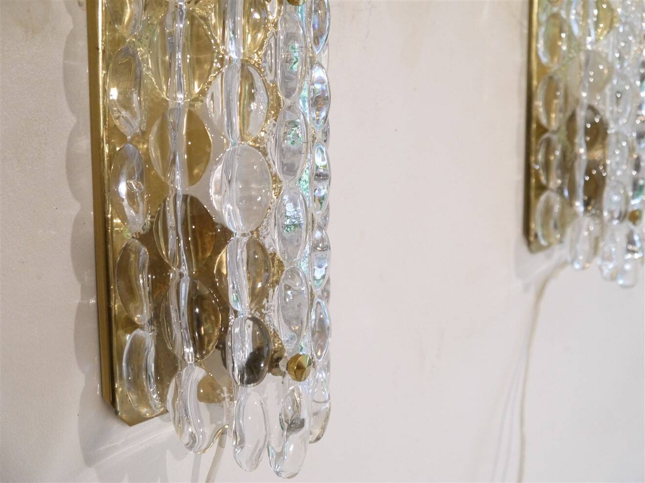 Swedish crystal wall lights by Carl Fagerlund 1960