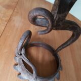 Brutalist style wrought iron lamp base