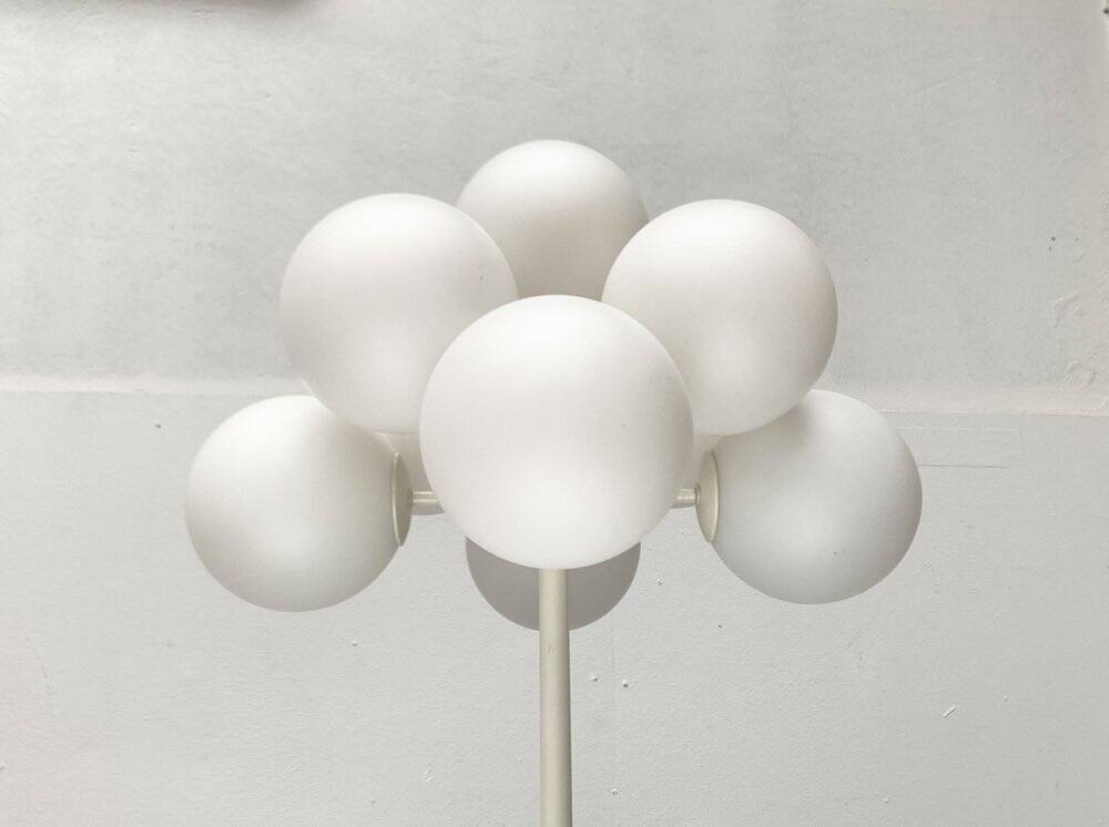 Minimalist glass and metal floor lamp from Switzerland, mid-century by E.R. Nele for Temde, 1960s.