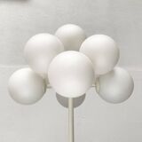 Minimalist glass and metal floor lamp from Switzerland, mid-century by E.R. Nele for Temde, 1960s.