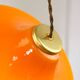 Mid-Century Italian Orange Glass & Brass Pendant Lamp