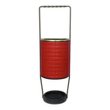 Antique wrought iron and red leatherette umbrella stand – 1960s