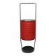 Antique wrought iron and red leatherette umbrella stand – 1960s