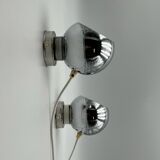 60s lamp set Reggiani Eyeball  chromed globe wall lamps - space age desk lamps