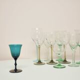 vintage varied set of green glasses