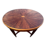 Oval table in rosewood and sycamore