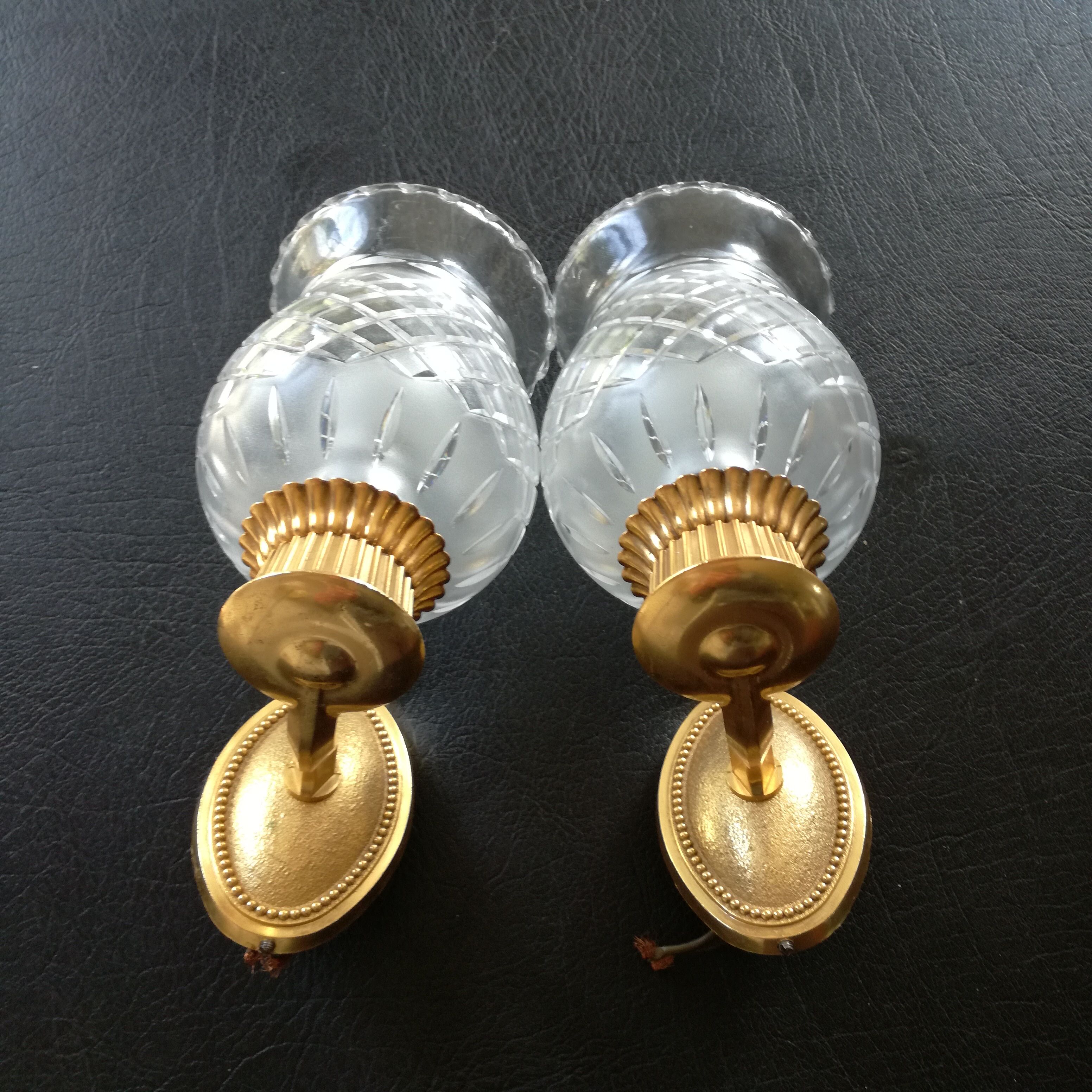 Brass and glass CT sconces, set of 2