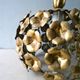 Hanging lamp with flowers in gilded metal, 60/70 years