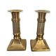 Pair of brass column candle holders