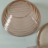 Orange-pink pressed glass trio