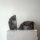 Mineral bookends made of genuine agate stone.