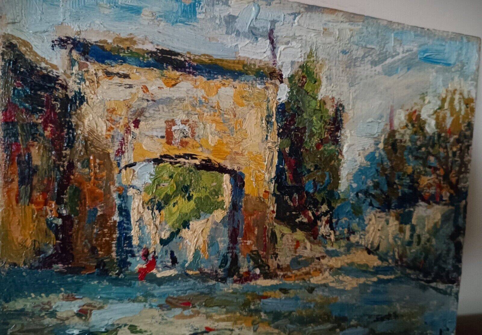 Impressionist oil painting on cardboard, France, early 1900s