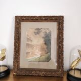 Golden stucco frame with pretty landscape