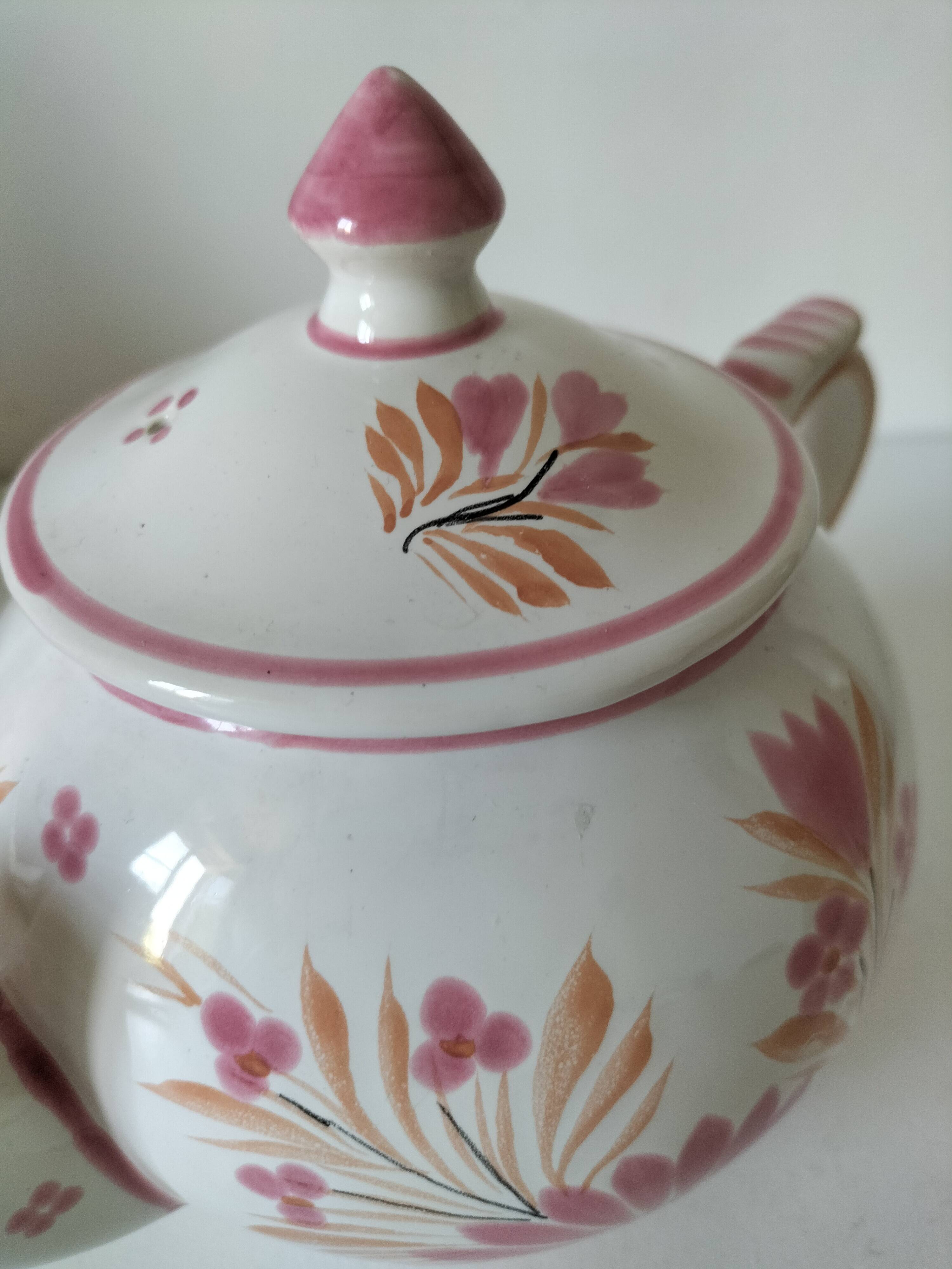 Henriot Quimper pink teapot