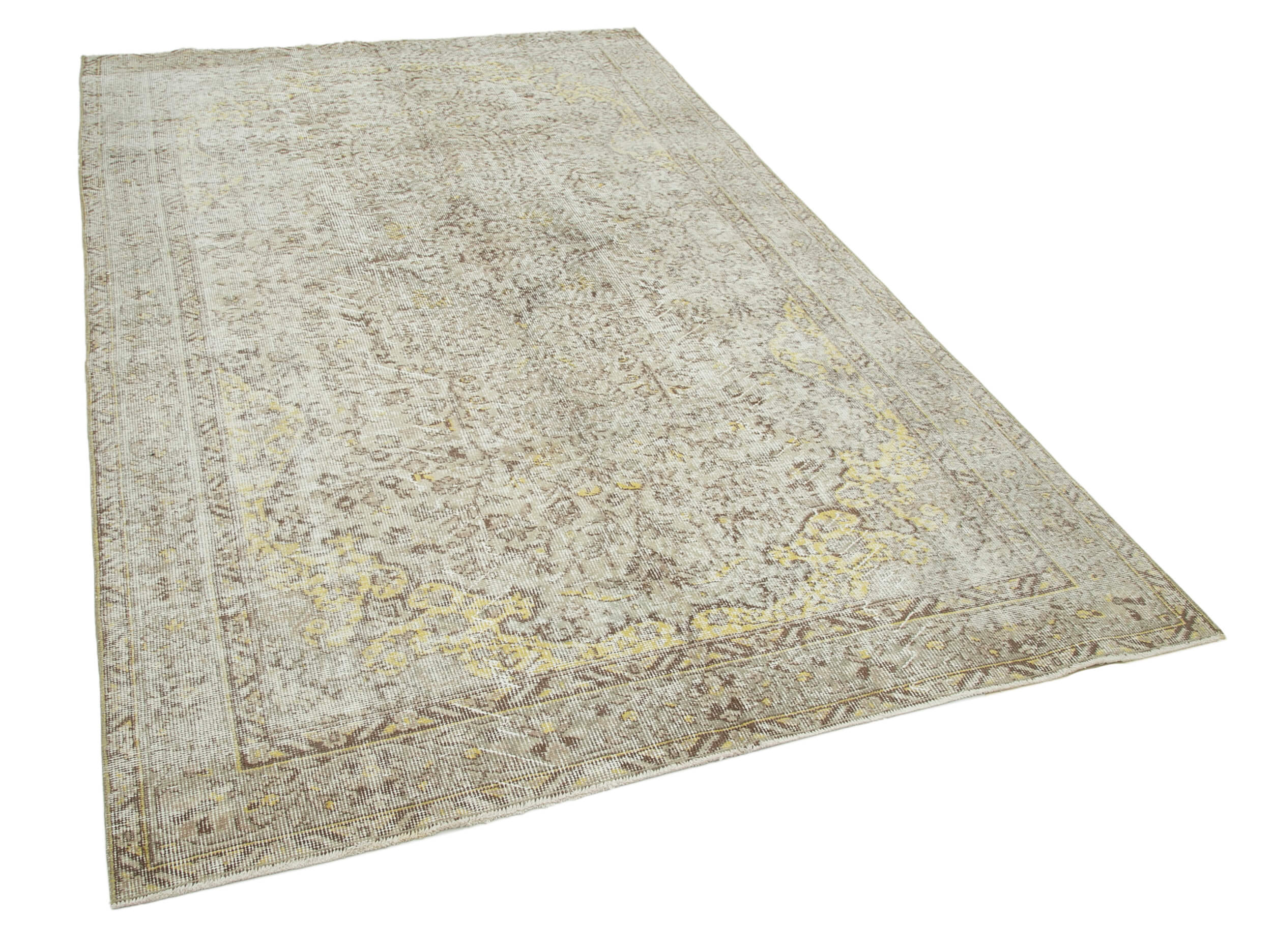 Handwoven antique anatolian beige rug 166 cm x 269 cm