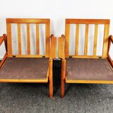 Set de 2 fauteuils en chêne années 1970