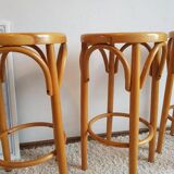 Suite of 3 bar caned vintage stools