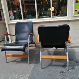 Pair of folding armchairs Casteljoyeux, 1960