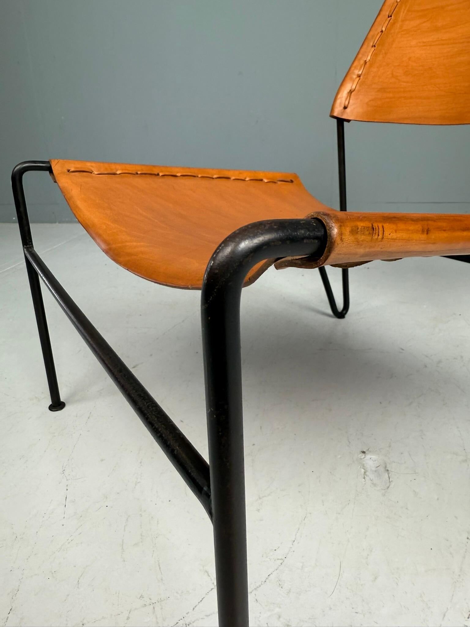 A. A. Dolleman Lounge Chair by Metz & Co, Mid-Century Leather & Metal