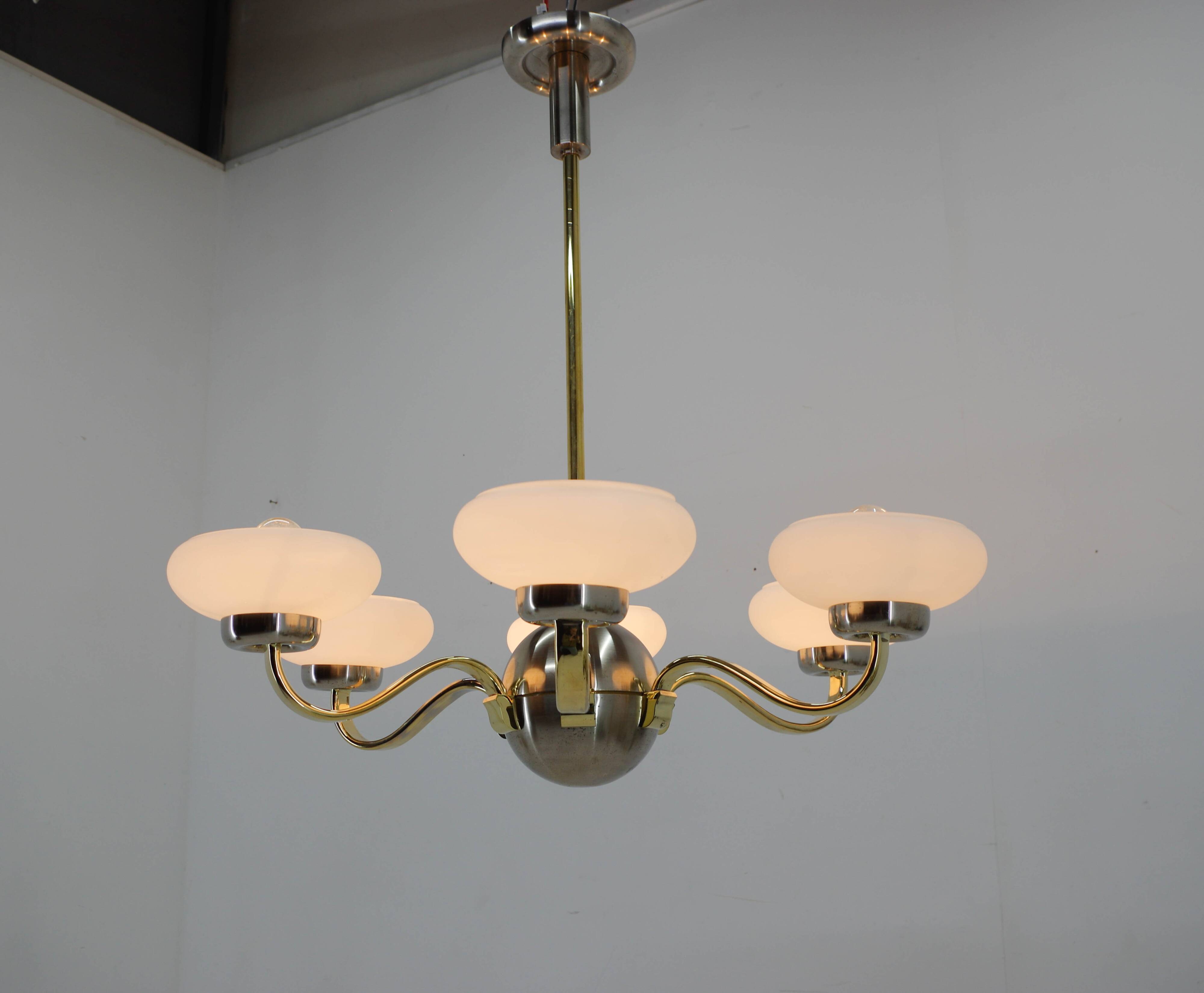 Large Art Deco Chandelier, 1930s, Restored