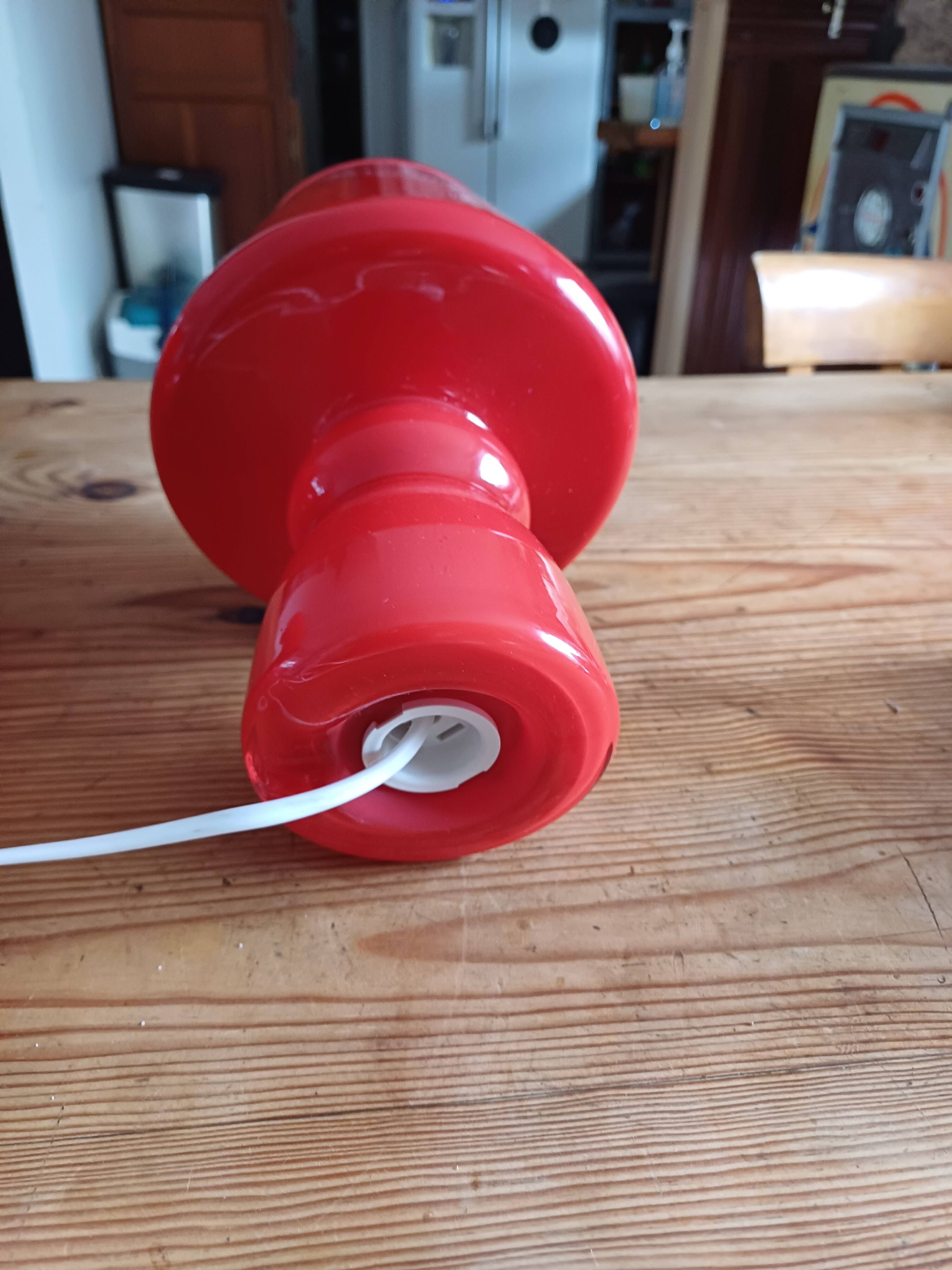 Pair of Vintage Red Opaline Lamps