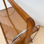 Art Deco serving trolley in oak, chrome & glass, France, 1930