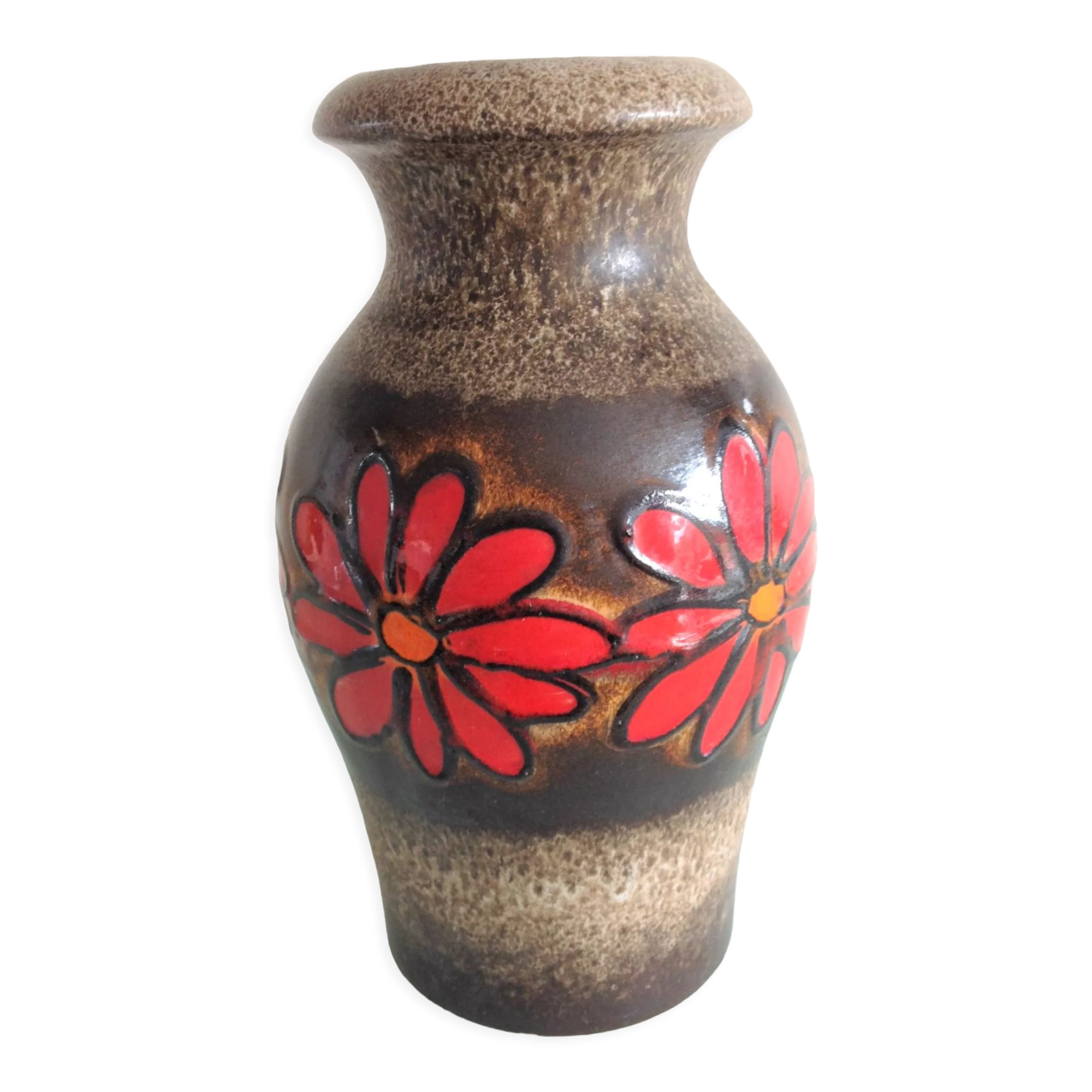 Fat Lava style red flower vase by Scheurich Keramik vintage 60s-70s