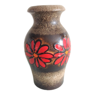 Fat Lava style red flower vase by Scheurich Keramik vintage 60s-70s