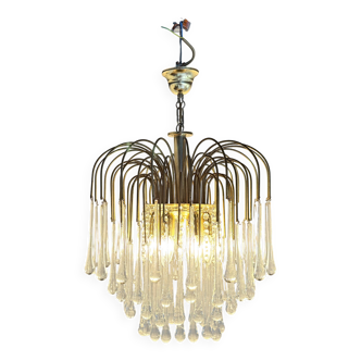 Lustre en forme de larme à 4 couches avec verre de Murano transparent