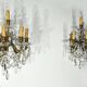 Bronze and Crystal Wall Lights with Pendants, Louis XV style – Late 19th century