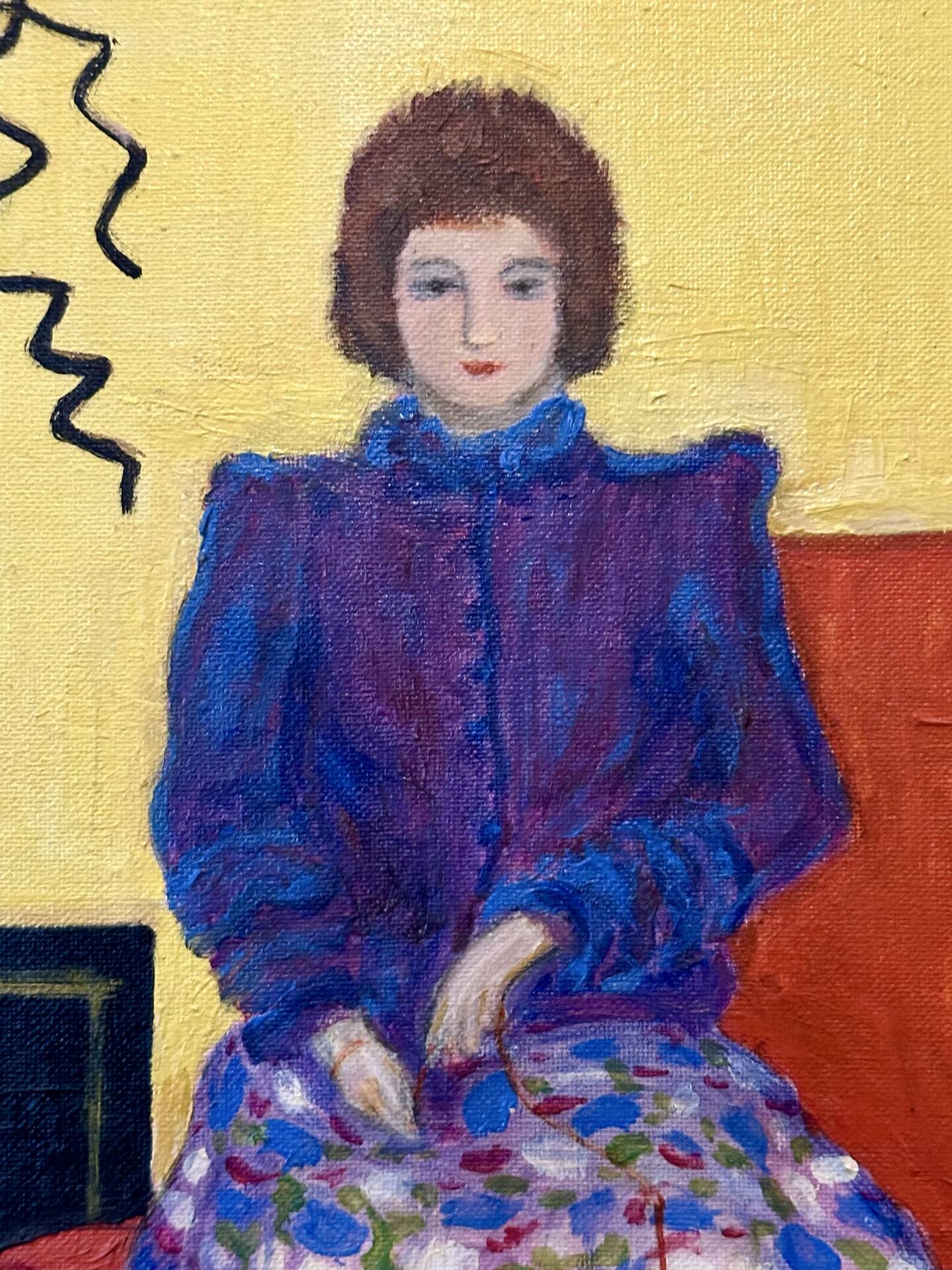 Tableau peinture naïf signé FES