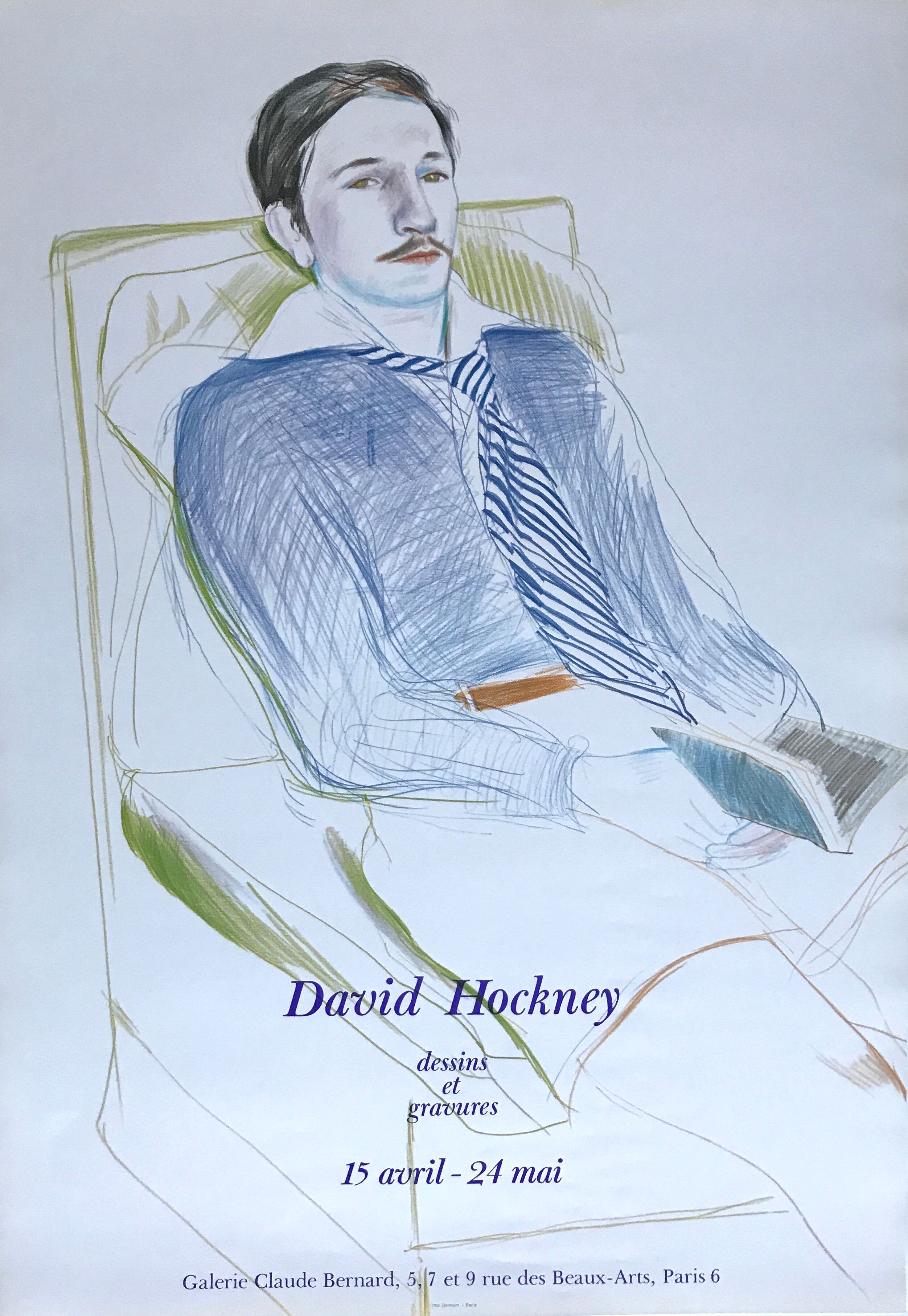 David hockney, galerie claude bernard, 1975. original exhibition poster
