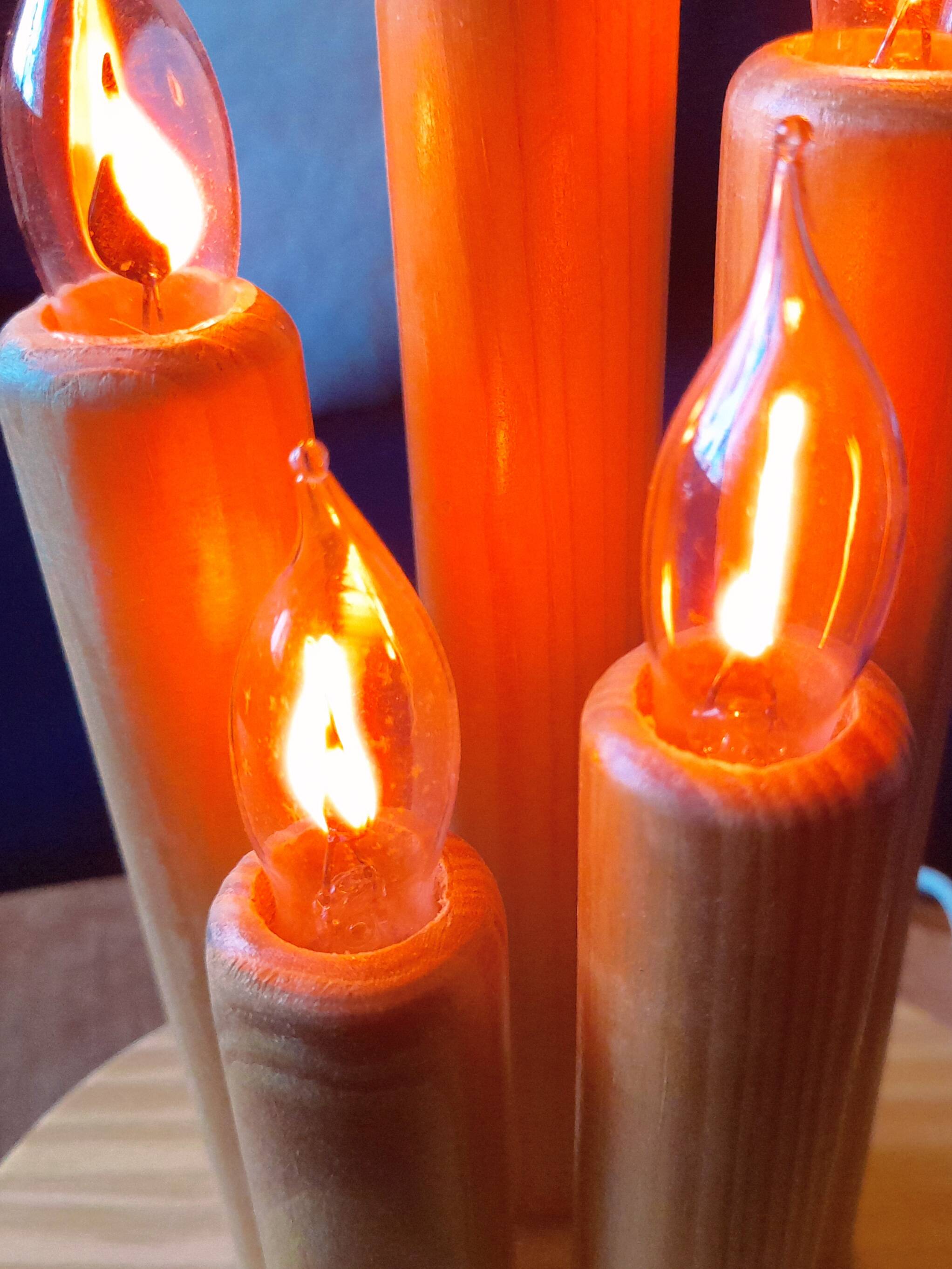 Vintage Swedish pine electric candelabra, 70s/80s