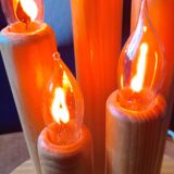 Vintage Swedish pine electric candelabra, 70s/80s