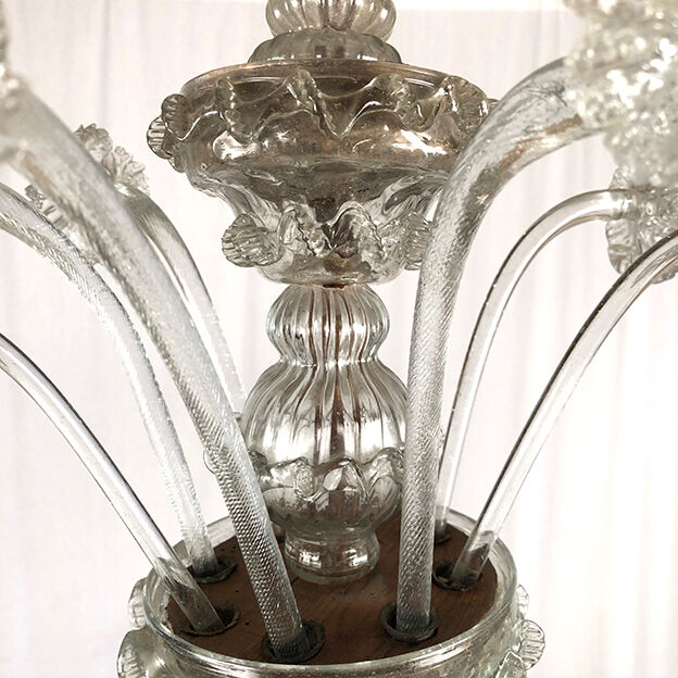Ancien lustre de Venise, Murano en verre transparent