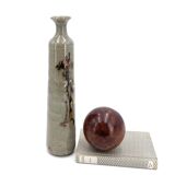 Ceramic bottle vase, abstract decor, 70s