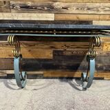 Art Deco marble and wrought iron console