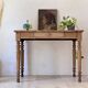 Rustic oak desk table, fluted turned legs, 19th century.