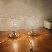 Pair of Space Age table lamps from the 70s – German design – Frosted glass "Ice"