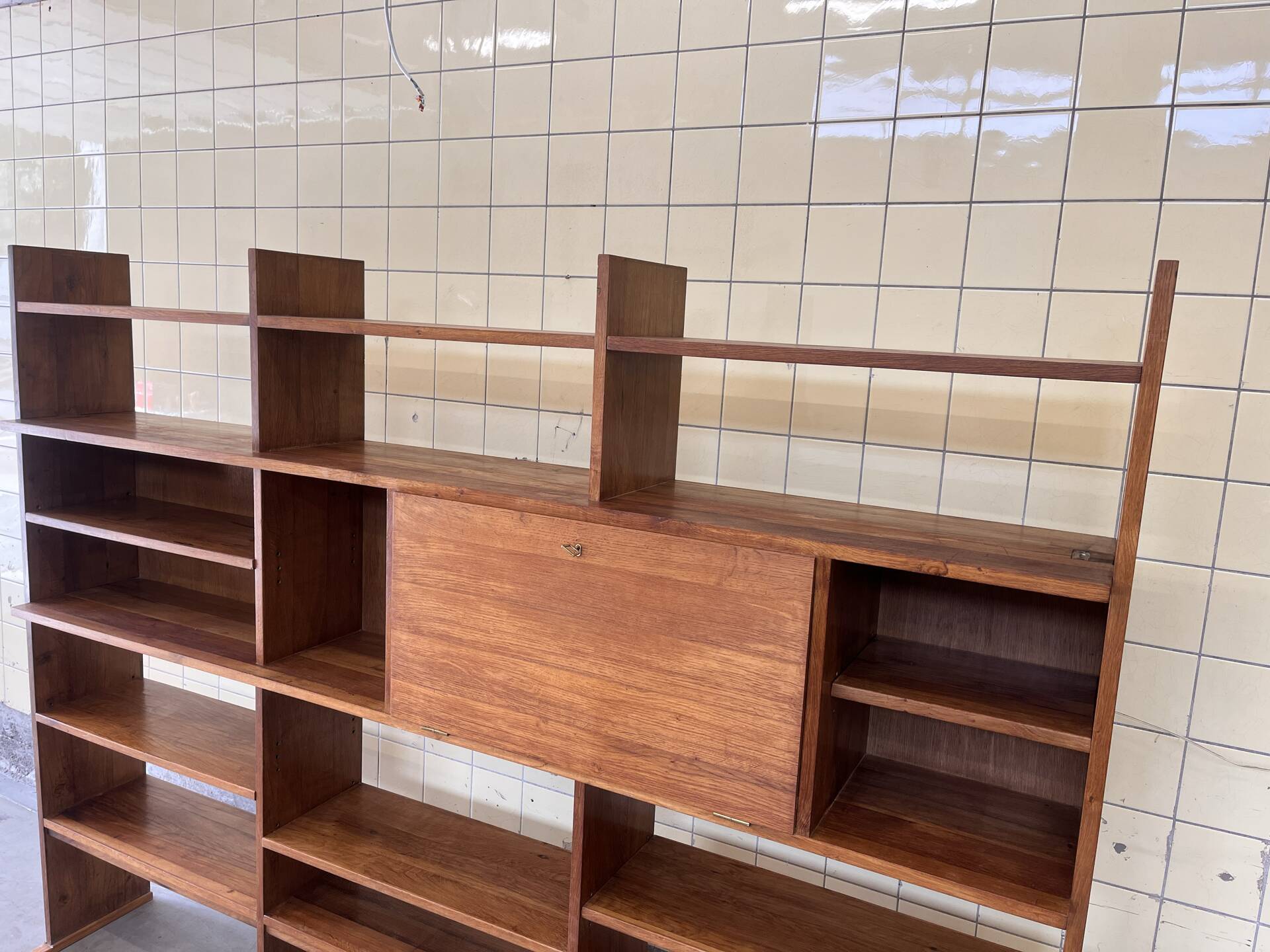 Vintage elm wood wall unit