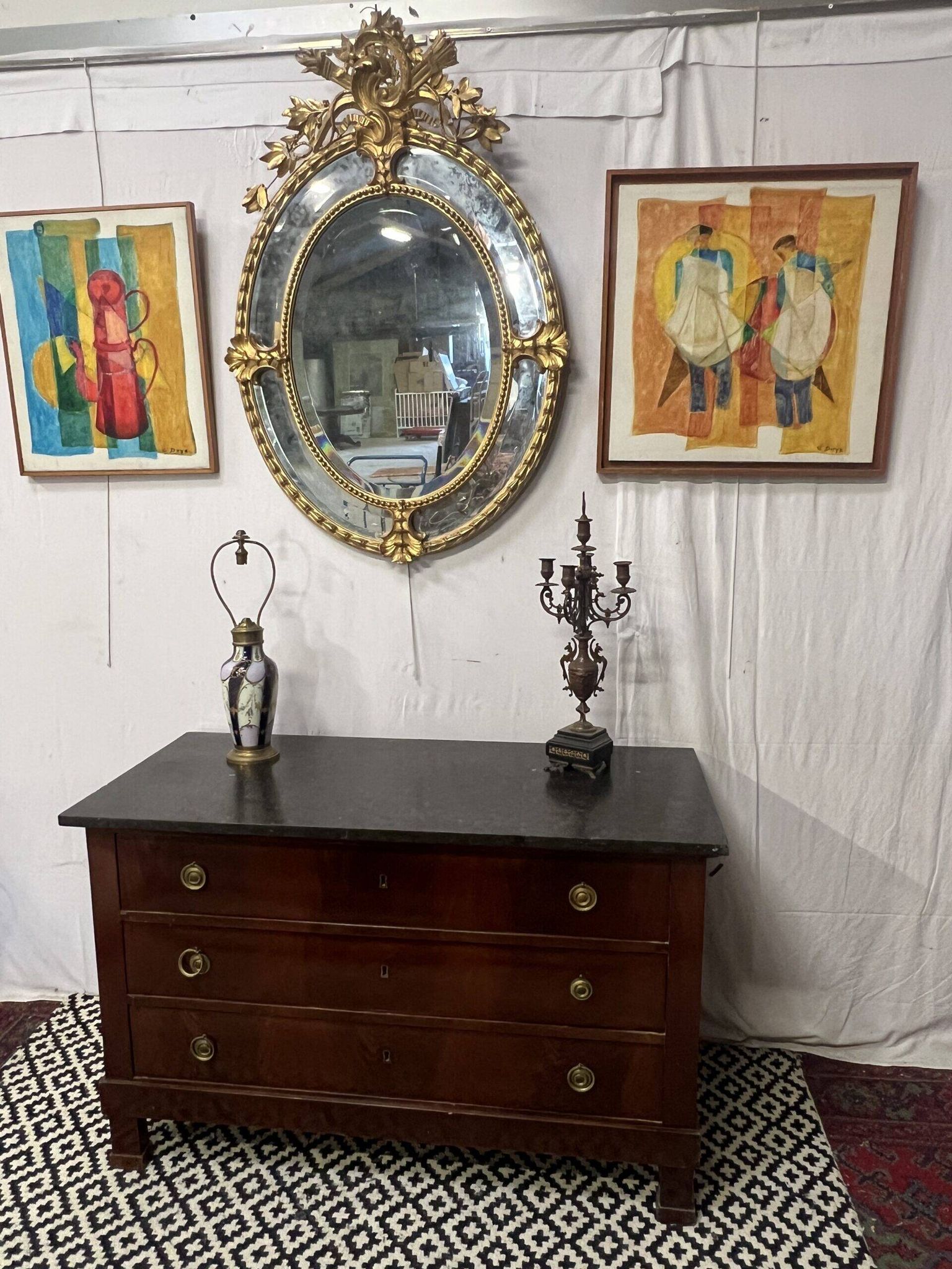 Empire chest of drawers, early 19th century period in mahogany veneer