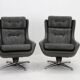 Ensemble de deux fauteuils à bascule pivotants en cuir du milieu du siècle, Peem, Finlande, 1970