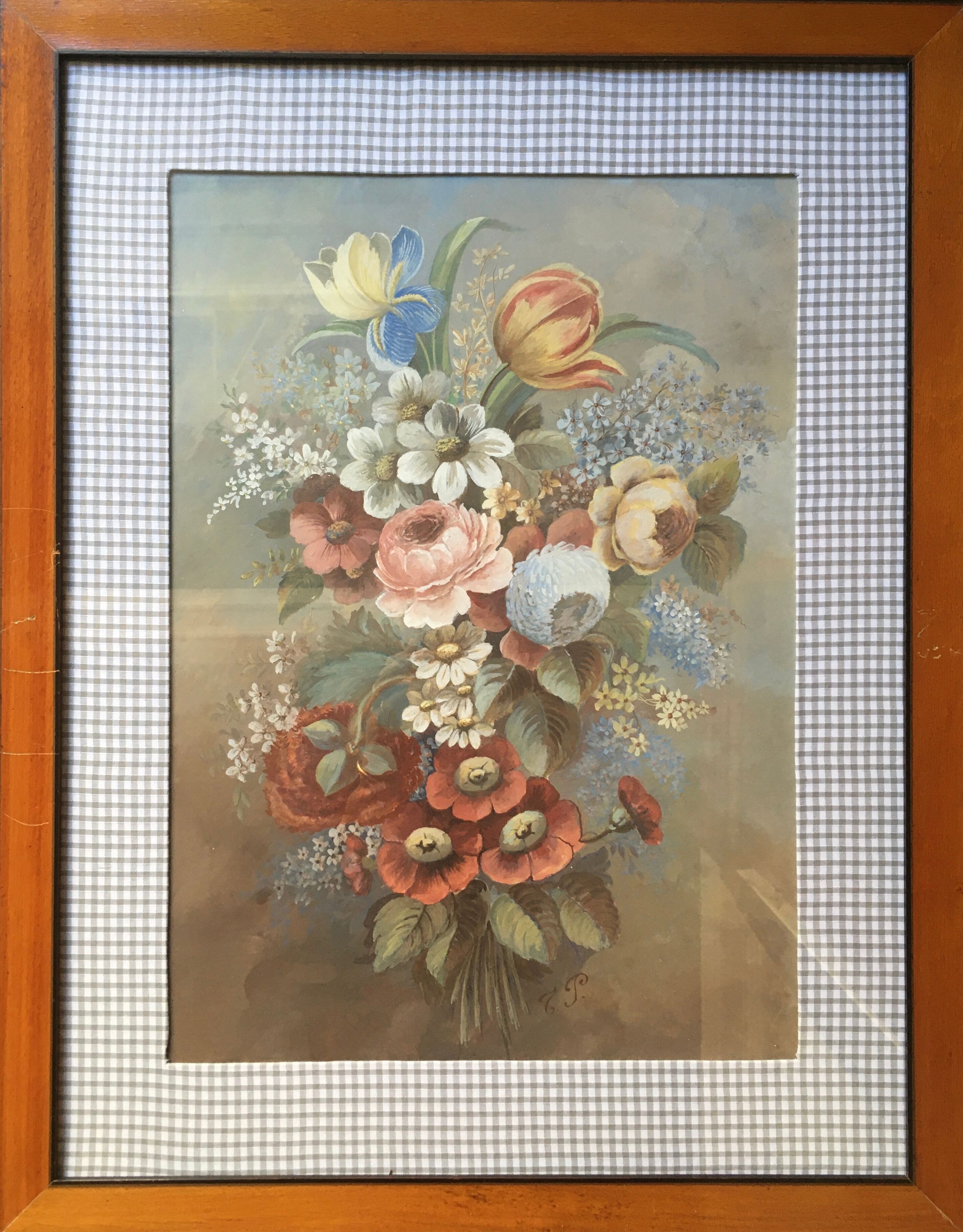 19th-century Gouaches Flower bouquets