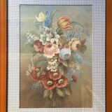 Paire de gouaches Bouquets de fleurs XIXe