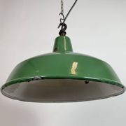 Industrial British Green Enamel Factory Pendant Lamp, 1960s